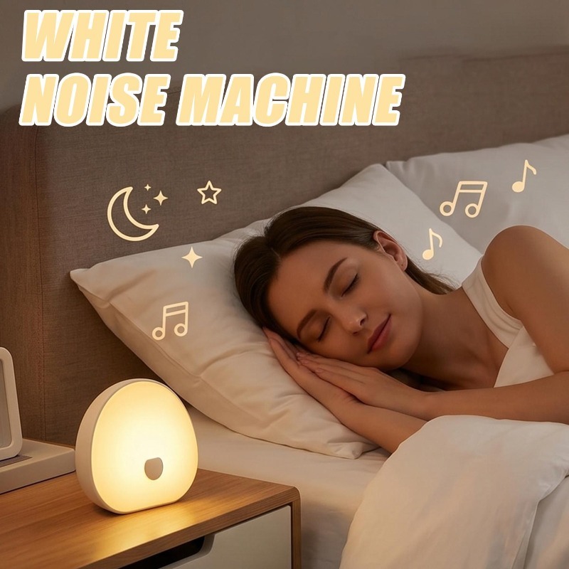 Baby Sound Machine White - เครื่องเสียงช่วยการนอนหลับ RGB พร้อมแสงไฟ LED แบบสัมผัส ชาร์จซ้ำได้