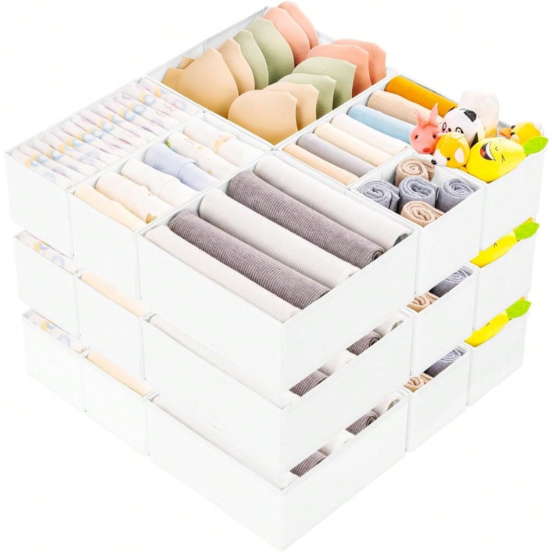 Closet Organizer Baby - กล่องจัดระเบียบเสื้อผ้า 15 ชิ้น - กล่องจัดระเบียบและเก็บของเด็กแบบพับได้ และกล่องจัดระเบียบตู้เสื้อผ้าสำหรับห้องนอน,