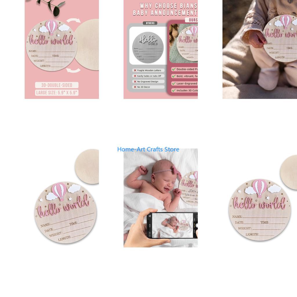 Baby Nursery Keepsake - Y3NA ไม้ชื่อเด็กแผ่น Hello Worlds ทารกแรกเกิดป้าย Birth