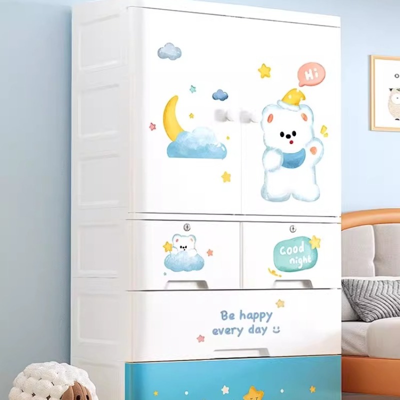 Baby Nursery Wardrobe - ตู้เสื้อผ้าเด็กการ์ตูนน่ารัก | ตู้เก็บเสื้อผ้าเด็กแบบประหยัดพื้นที่ ประกอบง่าย สำหรับห้องนอนเด็กอ่อน