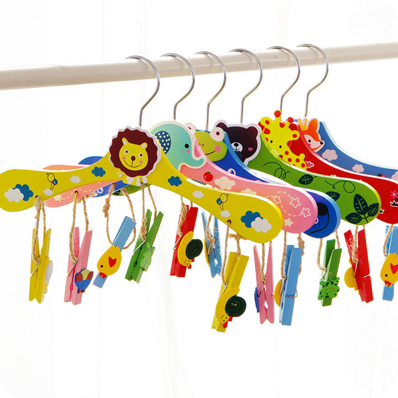 Closet Organizer Baby - 50 ชิ้น 28 เซนติเมตรไม้แขวนเสื้อเด็กสําหรับเสื้อผ้าไม้สัตว์การ์ตูนเด็กเด็กลื่นเสื้อผ้า Rack Closet