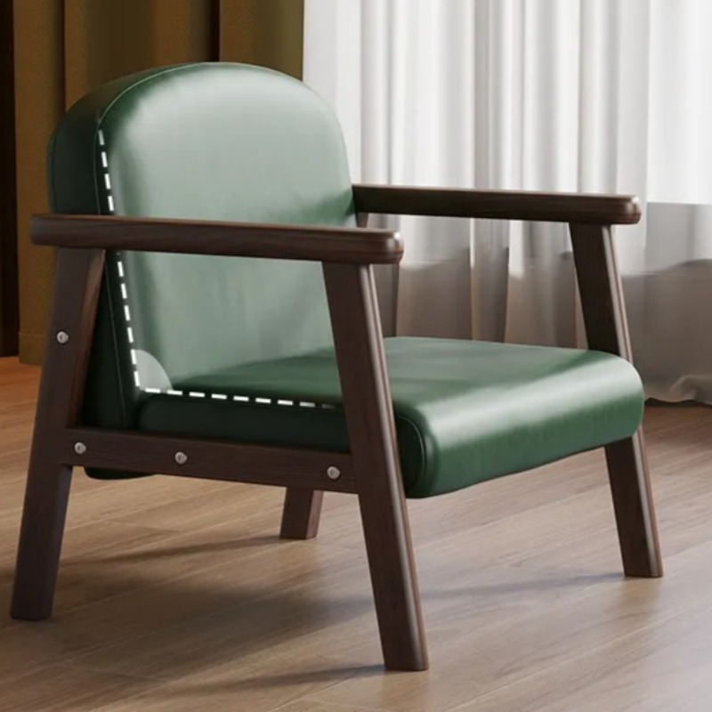 Baby Nursery Chair - เก้าอี้หนังเคลือบแว็กซ์สำหรับเด็กเล็ก, เก้าอี้ไม้เนื้อแข็งมุมโค้งมน, เก้าอี้อ่านหนังสือสำหรับเด็กสำหรับห้องเด็ก, โซฟาเด็กปลอดภัย