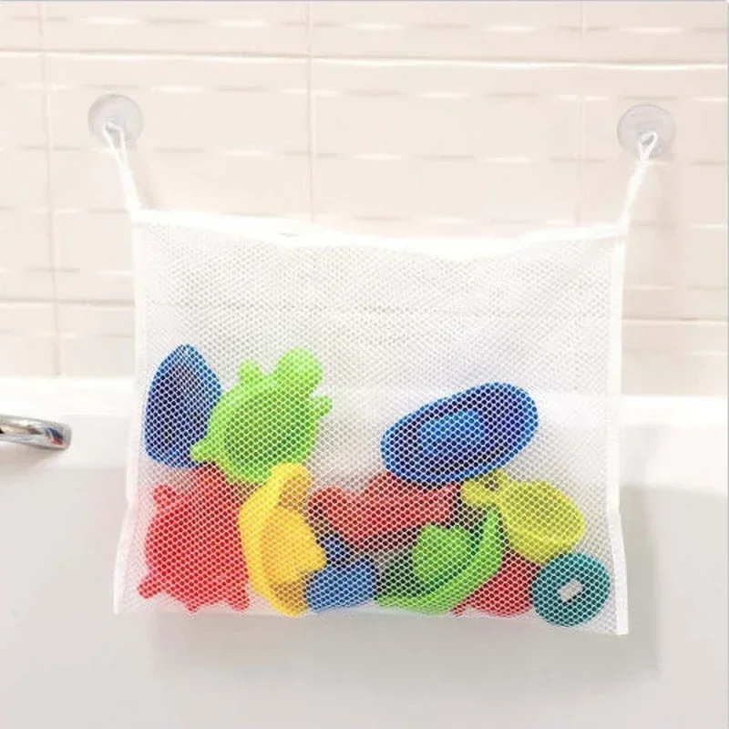 Baby Nursery Wardrobe - สะดวกของเล่นอาบน้ําเด็กพร้อมถ้วยดูดที่แข็งแกร่ง, ถุงตาข่ายตาข่ายสี่เหลี่ยมสีขาวสําหรับผลิตภัณฑ์อาบน้ําและที่เก็บเสื้อผ้า