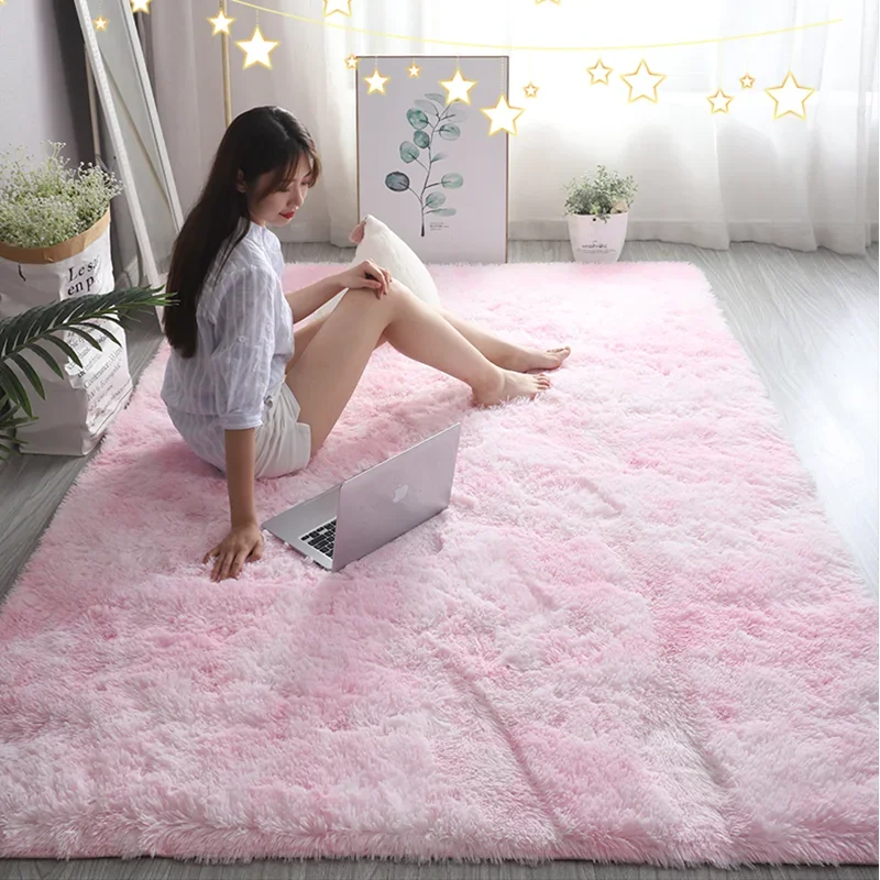Baby Nursery Mat - สีชมพูเด็กพรมสําหรับห้องนอนหญิงตกแต่ง Nordic ห้องนั่งเล่นขนาดใหญ่พรม Fluffy Hall พรม