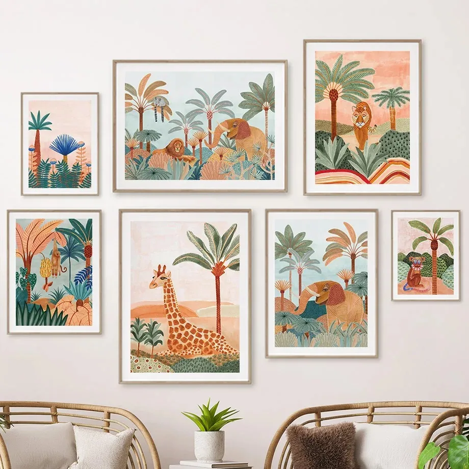 Baby Nursery Giraffe - โบโฮ จังเกิ้ล แอนิมอลส์ เสือ ลิง ยีราฟ