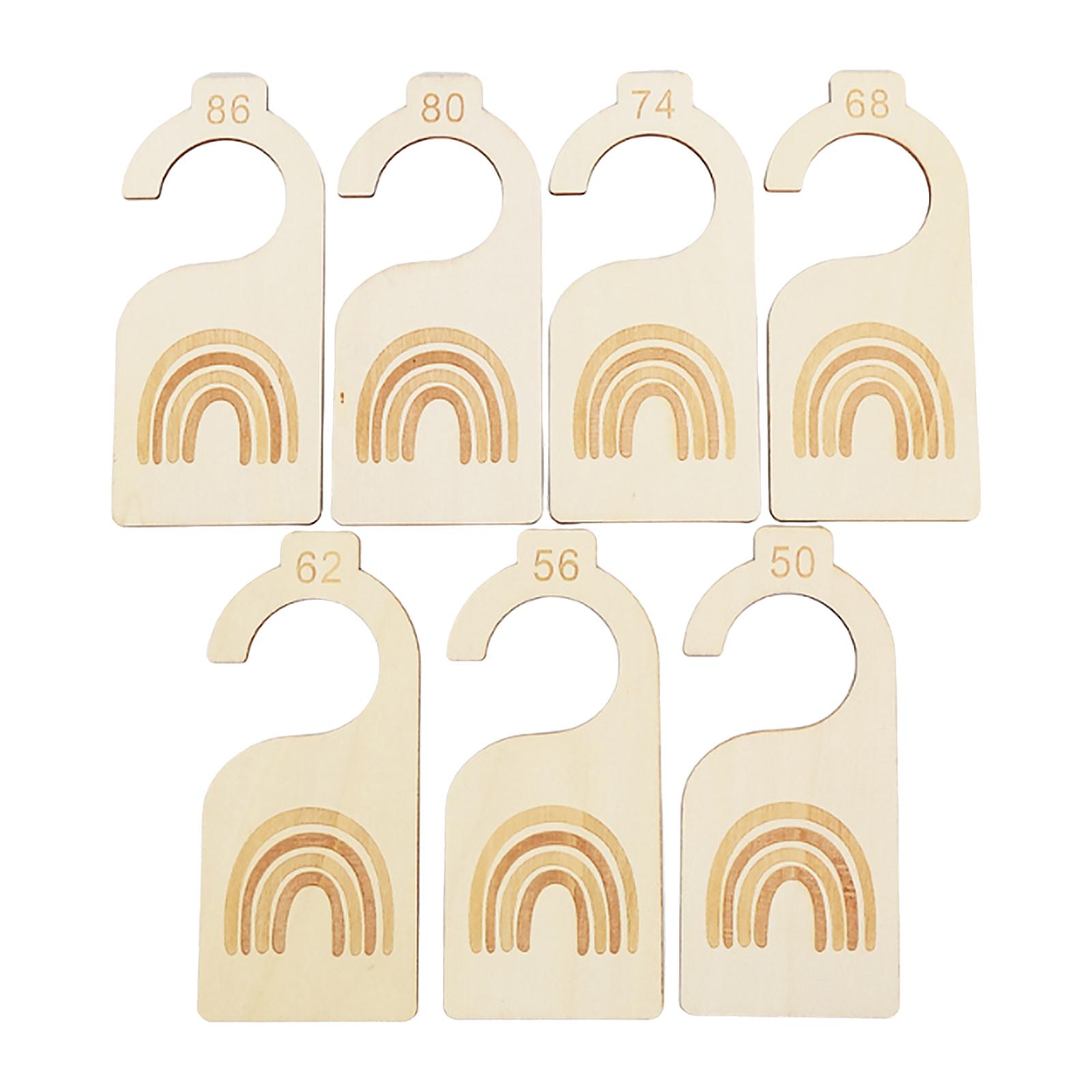 Baby Nursery Wardrobe - ที่แขวนเสื้อผ้าเด็กอ่อน 7 ชิ้น ตัวจัดระเบียบตู้เสื้อผ้าเด็กอ่อน ตัวแบ่งช่องตู้เสื้อผ้าไม้สำหรับห้องนอนเด็ก ของขวัญวันเกิดสำหรับเด็กอ่อน
