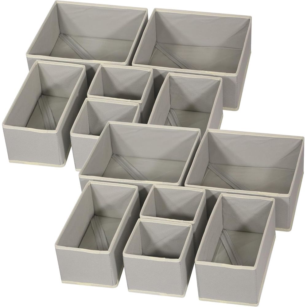 Closet Organizer Baby - กล่องเก็บของผ้า 12 ชิ้น กล่องจัดระเบียบลิ้นชักตู้เสื้อผ้า ตะกร้าผ้า ถุงผ้า