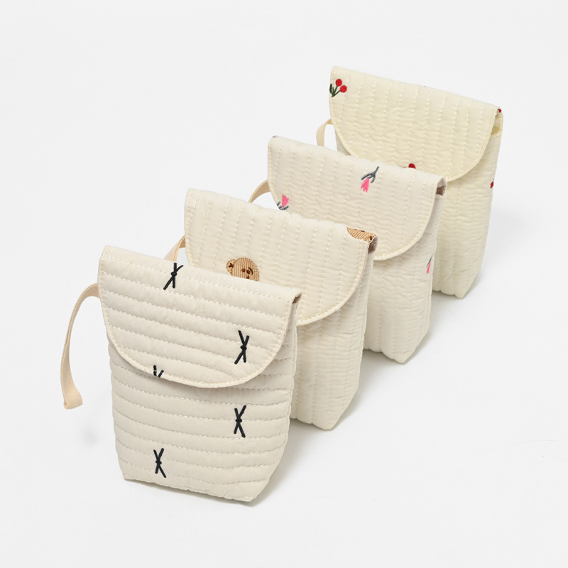 Diaper Pail Odor - กระเป๋าผ้าฝ้ายปักลายสำหรับใส่ผ้าอ้อมเด็ก กระเป๋าคุณแม่แบบซักได้ กระเป๋าเก็บขวดนม จุกนม ผ้าอ้อม กระเป๋าเก็บของแขวนรถเข็นเด็ก