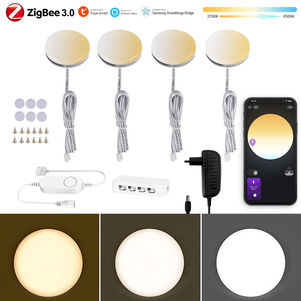 Drawer Dresser White - ไฟ LED ใต้ตู้ทรงกลม Zigbee 3.0 แบบแสงขาวคู่