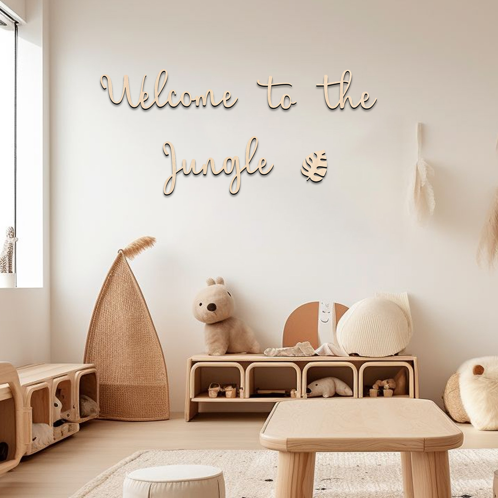 Baby Nursery Home - ป้ายไม้ต้อนรับสู่ป่า - ของตกแต่งห้องเด็ก, งานศิลปะติดผนังธีมป่า, ธีมสัตว์ป่า, ของขวัญสำหรับงานเลี้ยงฉลองทารก,