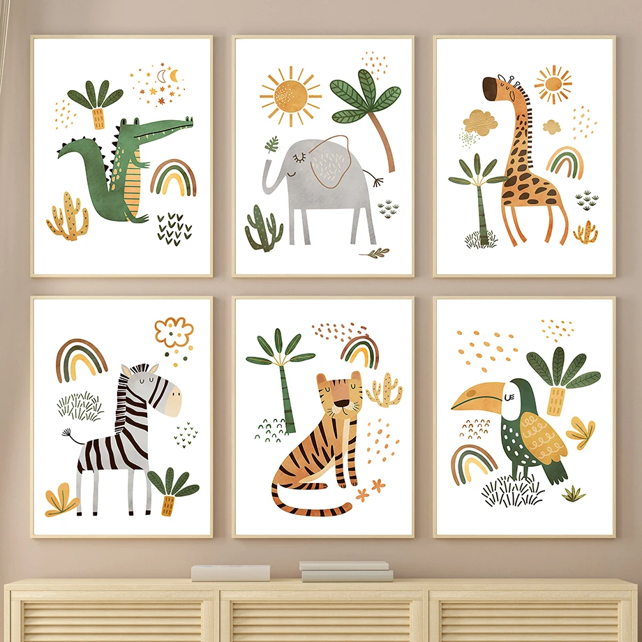 Baby Nursery Giraffe - ยีราฟช้าง Tiger ZEBRA Toucan สัตว์ป่า Wall