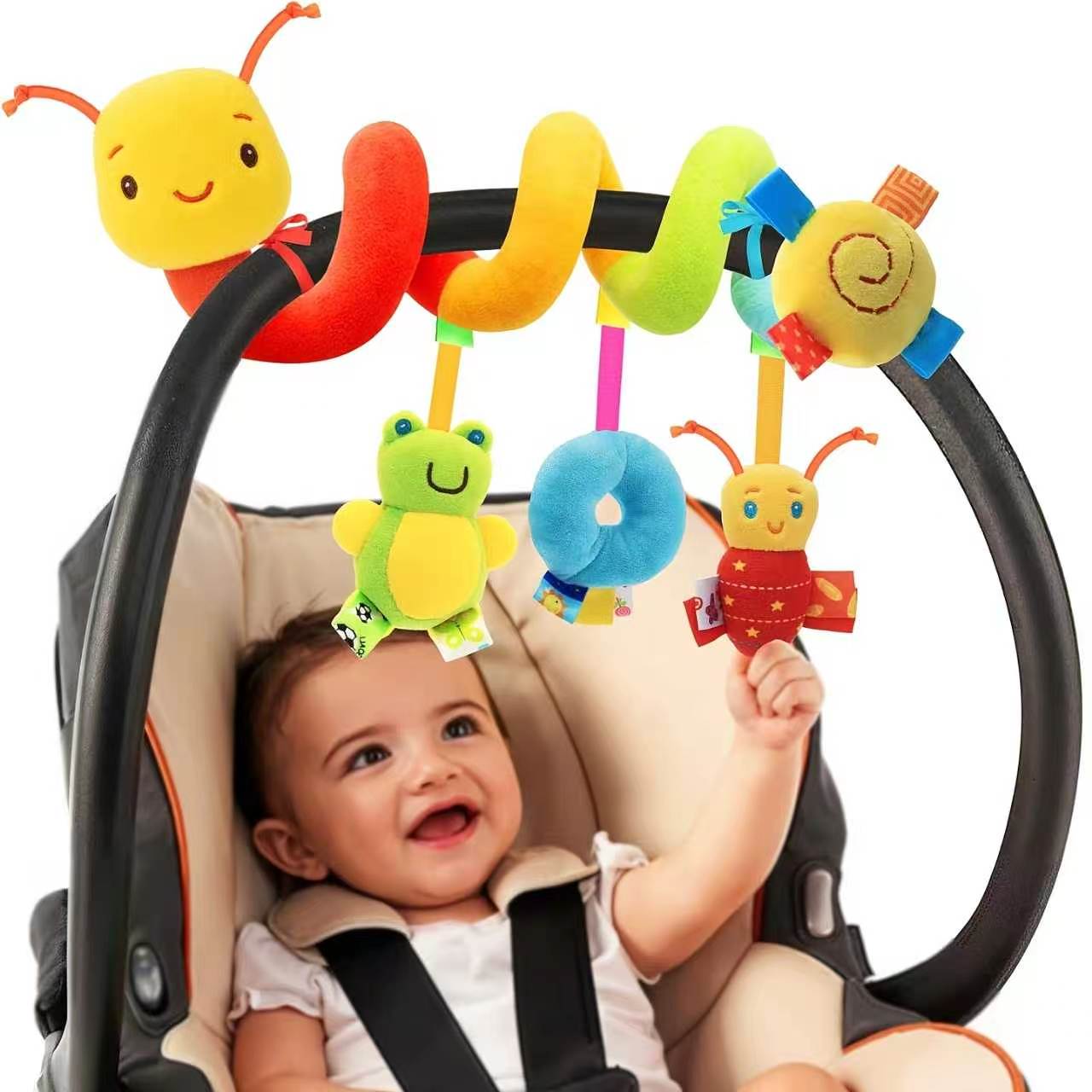 Baby Nursery Artwork - ของเล่นแขวนรูปผึ้งน่ารักสำหรับโมบายเปลเด็กและตกแต่งรถยนต์ ตุ๊กตาสัตว์นุ่มนิ่มสำหรับแขวนเตียงเด็ก พร้อมกระดิ่งนิรภัย สำหรับเด็กทารกและเด็กเล็ก