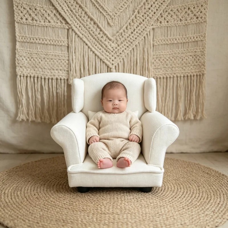 Baby Nursery Chair - เก้าอี้โซฟาสำหรับถ่ายภาพเด็กแรกเกิด อุปกรณ์เสริมสำหรับสตูดิโอ ที่นอนเด็ก เฟอร์นิเจอร์สำหรับจัดท่าถ่ายภาพเด็ก ของที่ระลึกสำหรับถ่ายภาพทารก