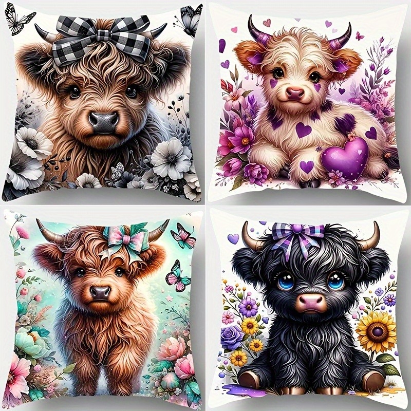 Baby Nursery Chair - ชุดปลอกหมอนลายวัวน้อยน่ารักสำหรับตกแต่งห้องเด็ก ปลอกหมอนลายสัตว์น่ารักสำหรับเด็ก ของขวัญสำหรับห้องนอนเด็ก