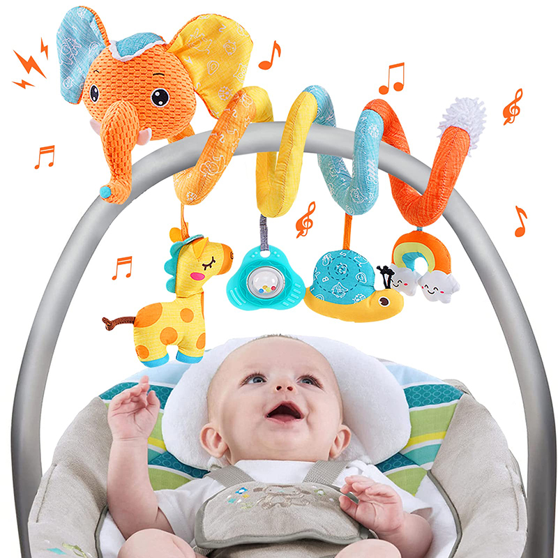 Baby Nursery Images - รถที่นั่งของเล่นเด็กทารกสีช้างรถเข็นเด็กยืดเกลียวกิจกรรมเด็กแขวนของเล่นสําหรับเปลมือถือทารกแรกเกิด Sensory ของเล่นของขวัญ
