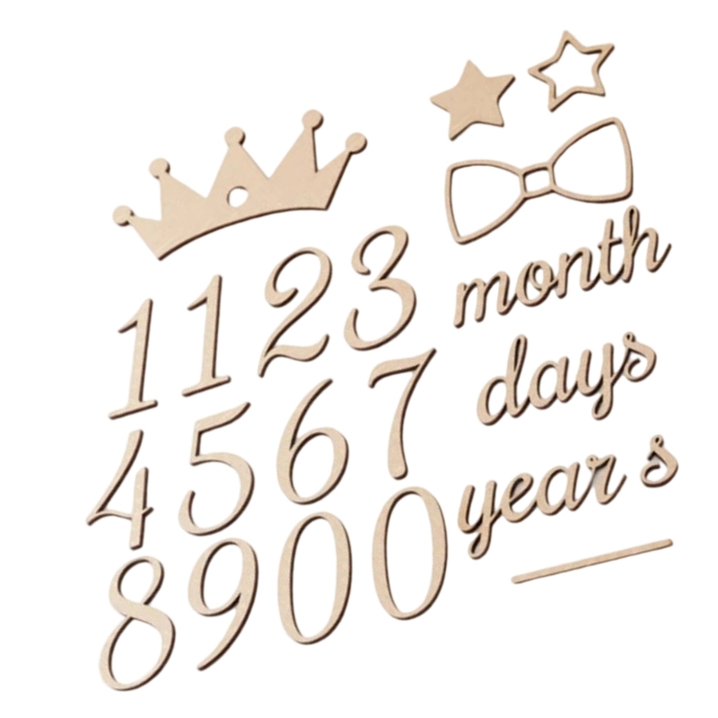 Baby Nursery Keepsake - ไม้ Milestones หมายเลขและ Word อายุเด็ก Photo