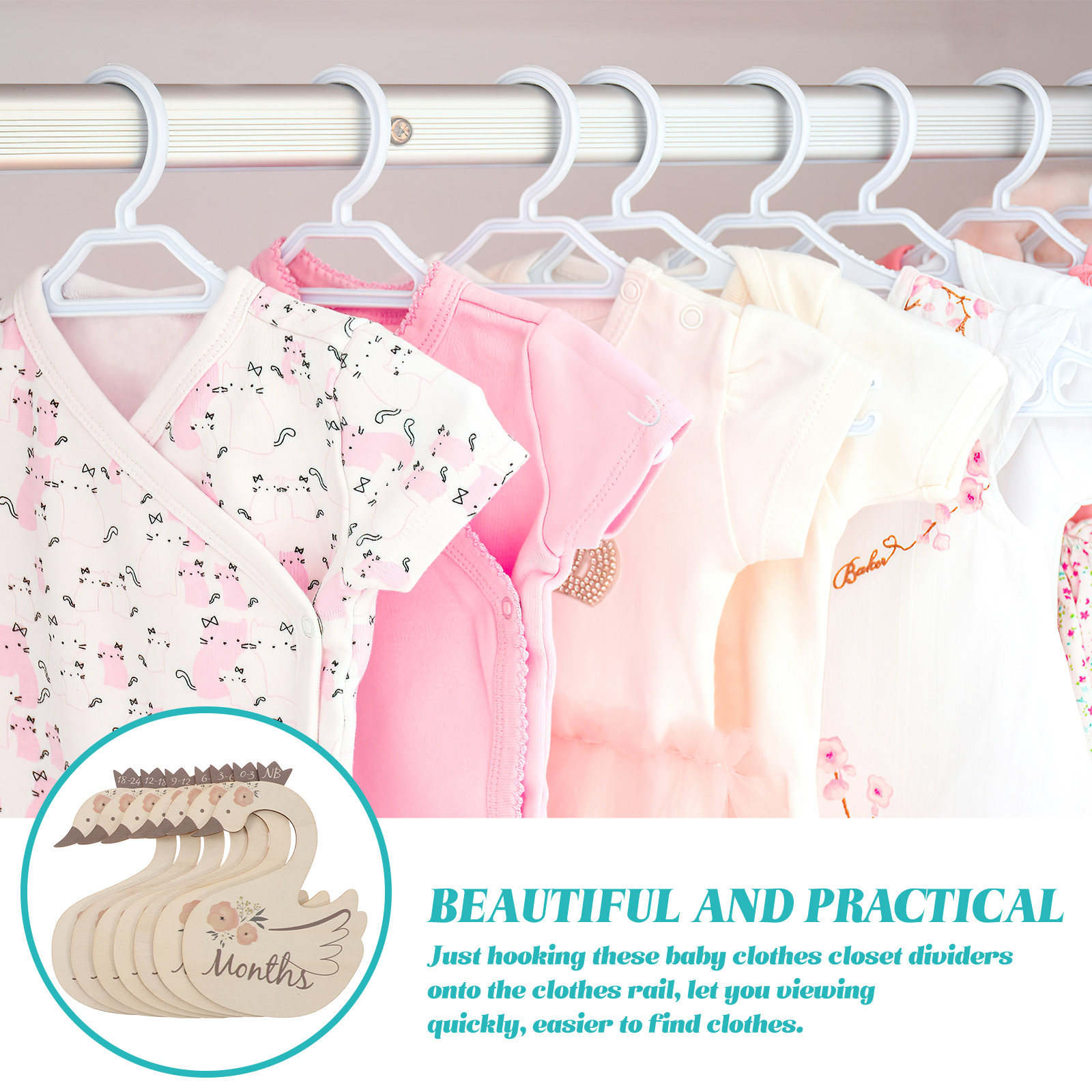 ตัวแบ่งขนาดเสื้อผ้าเด็ก 7 ชิ้น - Closet Organizer Baby บทวิจารณ์และราคา