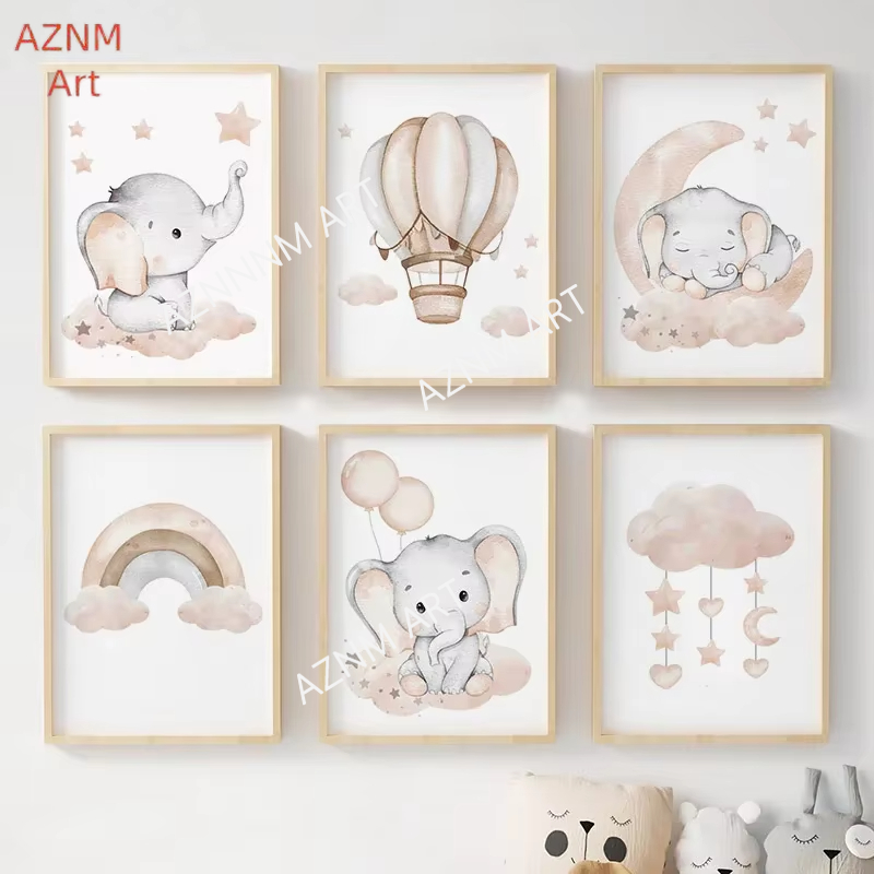 โปสเตอร์รูปช้าง บอลลูน สายรุ้ง - Baby Nursery Home บทวิจารณ์และราคา