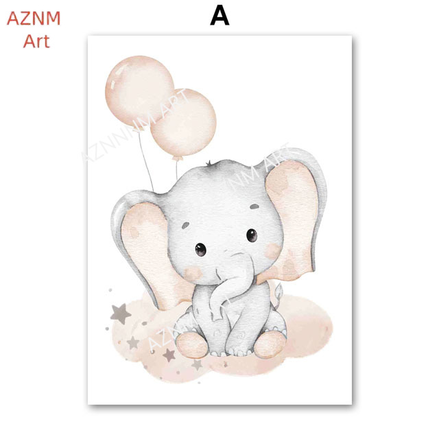 โปสเตอร์รูปช้าง บอลลูน สายรุ้ง - Baby Nursery Home บทวิจารณ์และราคา