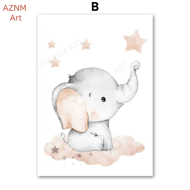 โปสเตอร์รูปช้าง บอลลูน สายรุ้ง - Baby Nursery Home บทวิจารณ์และราคา