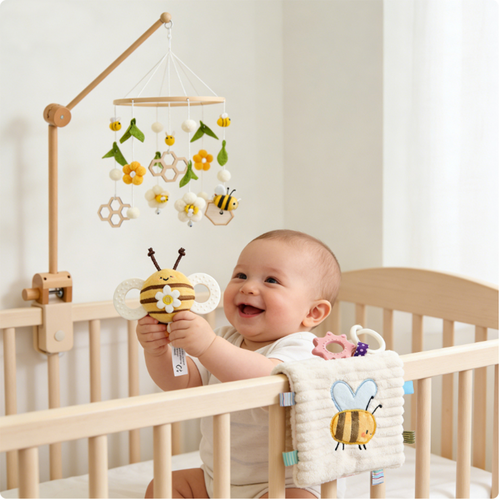 โมบายติดเตียงเด็กพร้อมของเล่นเ - Baby Nursery Music บทวิจารณ์และราคา
