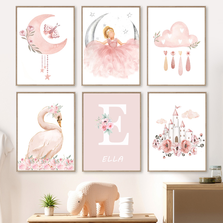 ภาพพิมพ์บนผ้าใบลายปราสาทหงส์ พ - Baby Nursery Pink บทวิจารณ์และราคา