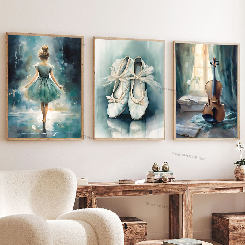 ภาพวาดสีน้ำ บัลเลต์ เด็กผู้หญิ - Baby Nursery Home บทวิจารณ์และราคา