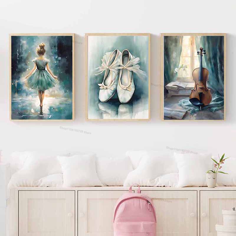 ภาพวาดสีน้ำ บัลเลต์ เด็กผู้หญิ - Baby Nursery Home บทวิจารณ์และราคา