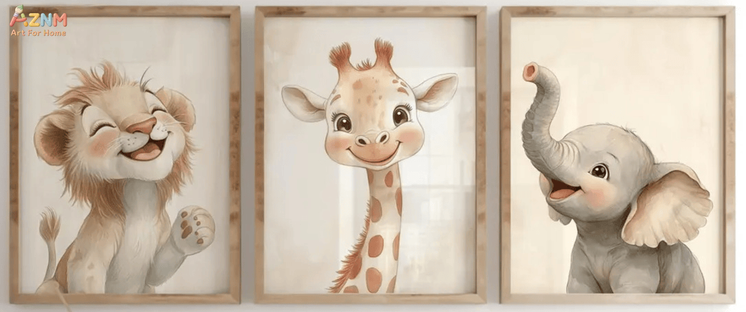 [2D แบบแบน] โปสเตอร์ผ้าใบ 1/3  - Baby Nursery Giraffe บทวิจารณ์และราคา