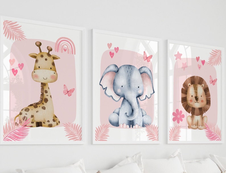 ภาพพิมพ์บนผ้าใบลายสัตว์ป่าช้าง - Baby Nursery Giraffe บทวิจารณ์และราคา