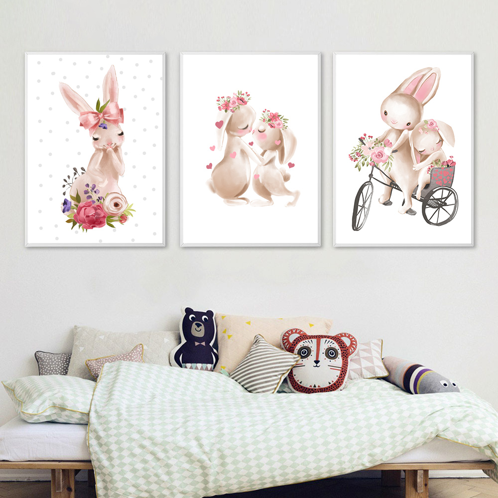 ลายพิมพ์สัตว์กระต่าย โปสเตอร์ด - Baby Nursery Pink บทวิจารณ์และราคา