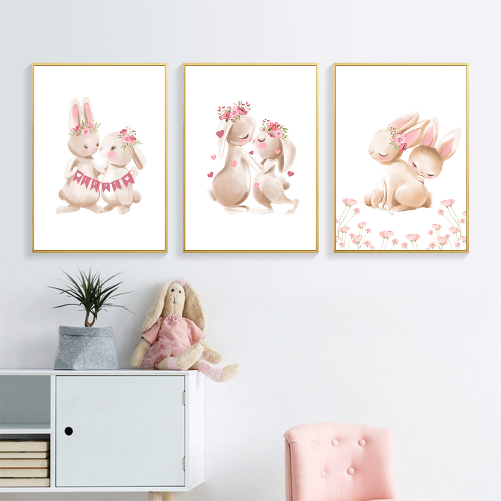 ลายพิมพ์สัตว์กระต่าย โปสเตอร์ด - Baby Nursery Pink บทวิจารณ์และราคา