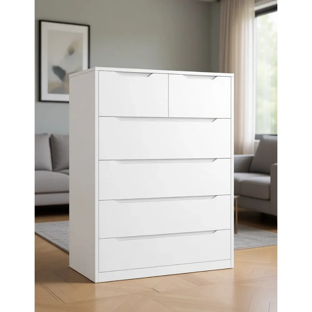 ตู้ลิ้นชักสีขาว 6 ลิ้นชักไม้ ส - Drawer Dresser White บทวิจารณ์และราคา