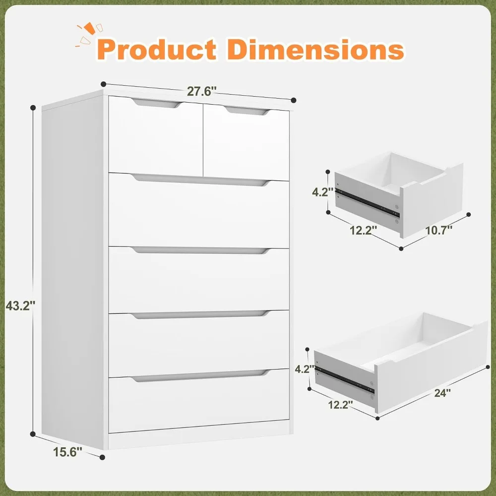 ตู้ลิ้นชักสีขาว 6 ลิ้นชักไม้ ส - Drawer Dresser White บทวิจารณ์และราคา