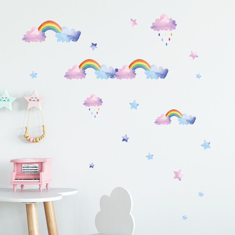 การ์ตูนเมฆสายรุ้งสติ๊กเกอร์ติด - Baby Nursery Wardrobe บทวิจารณ์และราคา