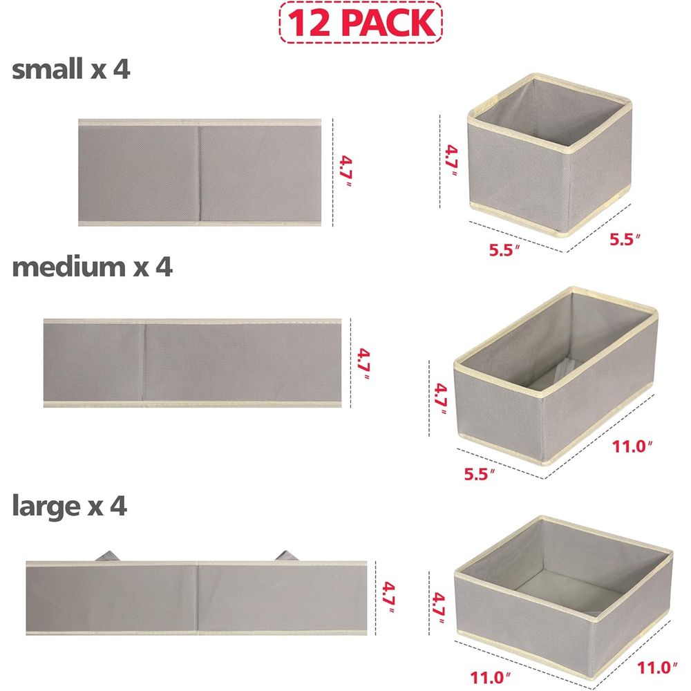 กล่องเก็บของผ้า 12 ชิ้น กล่องจ - Closet Organizer Baby บทวิจารณ์และราคา