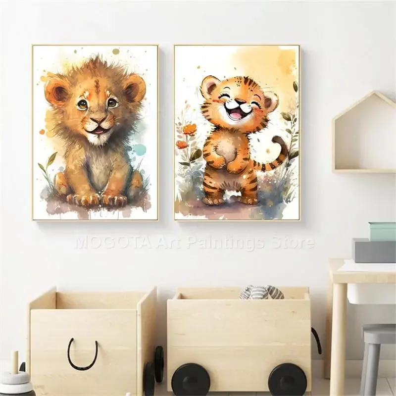 สีน้ำสิงโตยีราฟเสือช้างม้าลายเ - Baby Nursery Giraffe บทวิจารณ์และราคา