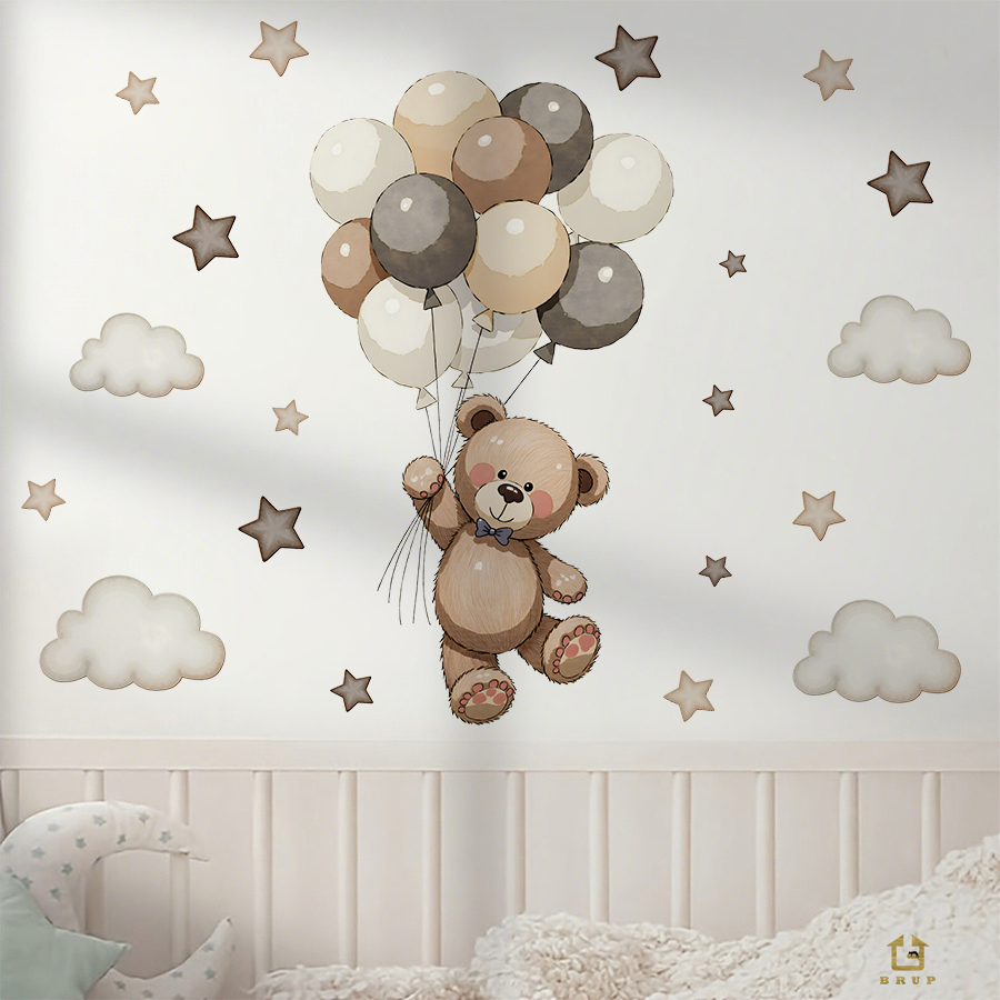สติ๊กเกอร์ติดผนังรูปหมีเท็ดดี้ - Baby Nursery Artwork บทวิจารณ์และราคา