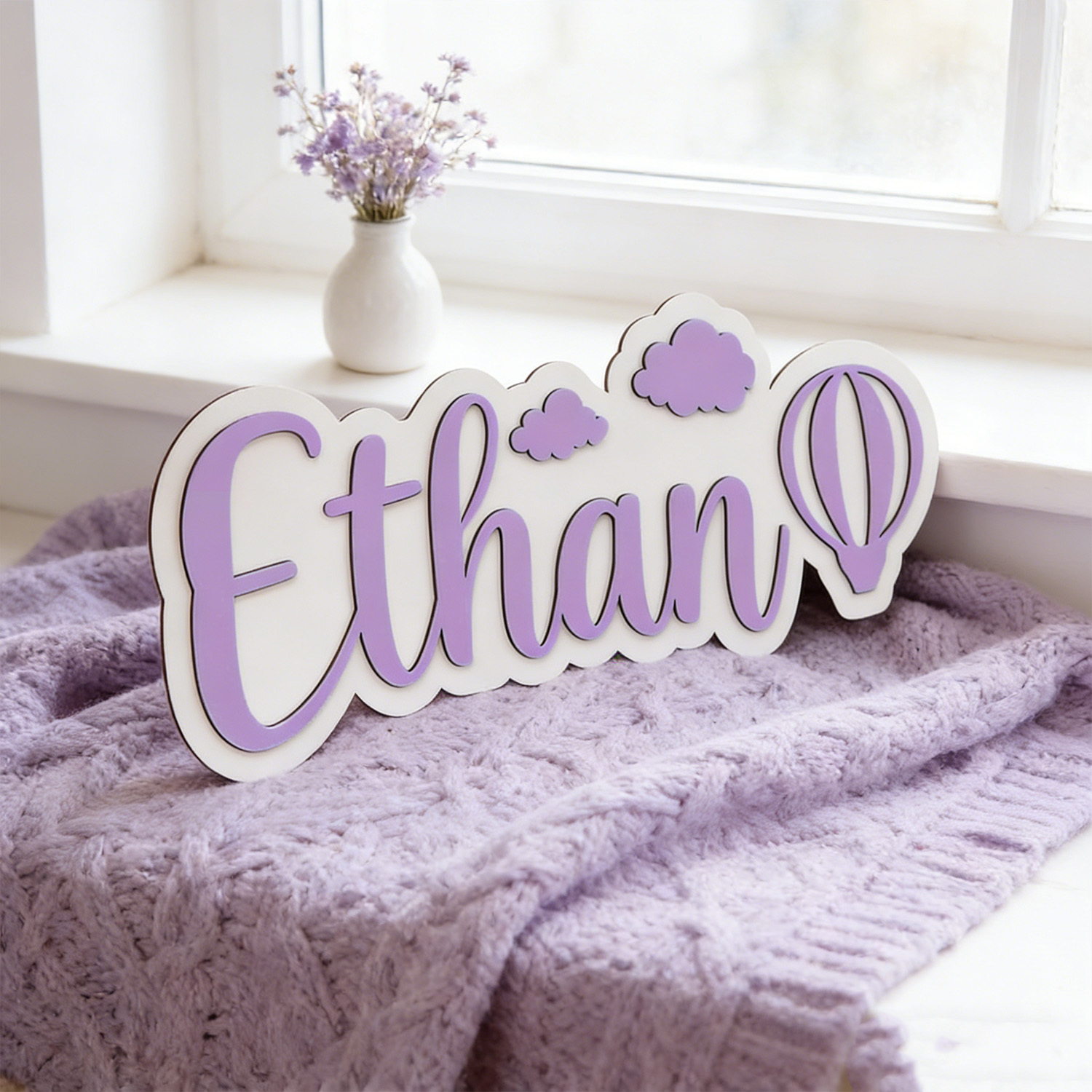 ป้ายชื่อห้องรูปบอลลูนลมร้อนและ - Baby Nursery Artwork บทวิจารณ์และราคา