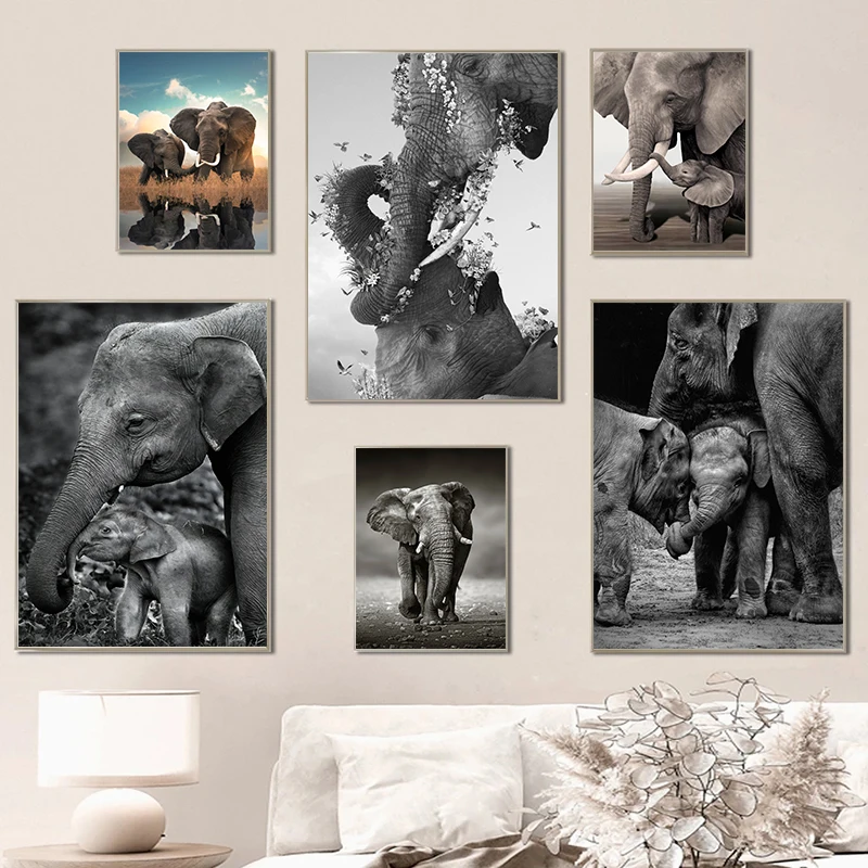 โปสเตอร์ครอบครัวสัตว์ป่าช้างผ้ - Baby Nursery Images บทวิจารณ์และราคา
