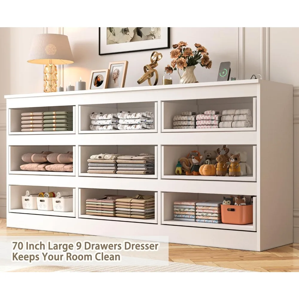 ตู้ลิ้นชักขนาดใหญ่ 70 นิ้ว 9 ล - Drawer Dresser White บทวิจารณ์และราคา