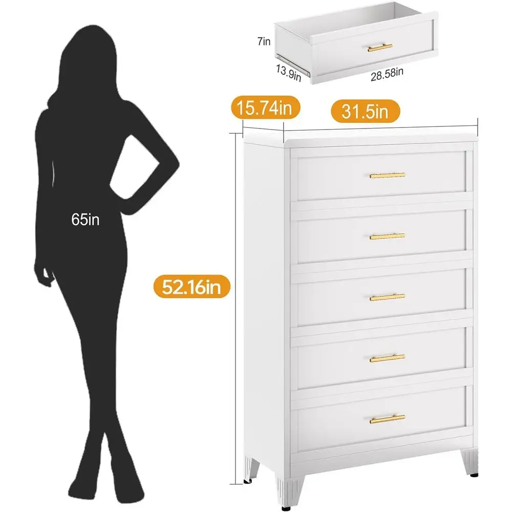 ตู้ลิ้นชัก 5 ชั้นสำหรับห้องนอน - Drawer Dresser White บทวิจารณ์และราคา