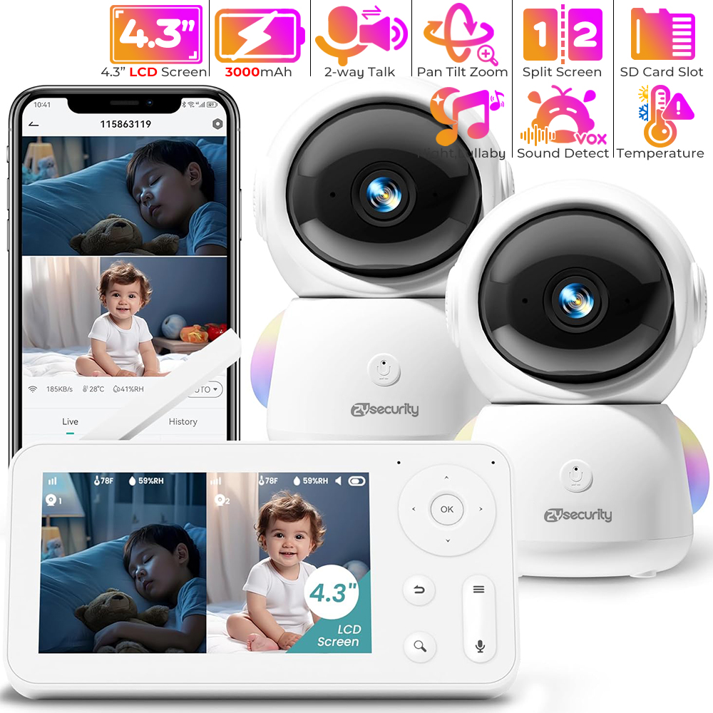 2K Baby Monitor พร้อม 2 กล้องแ - Baby Nursery Images บทวิจารณ์และราคา