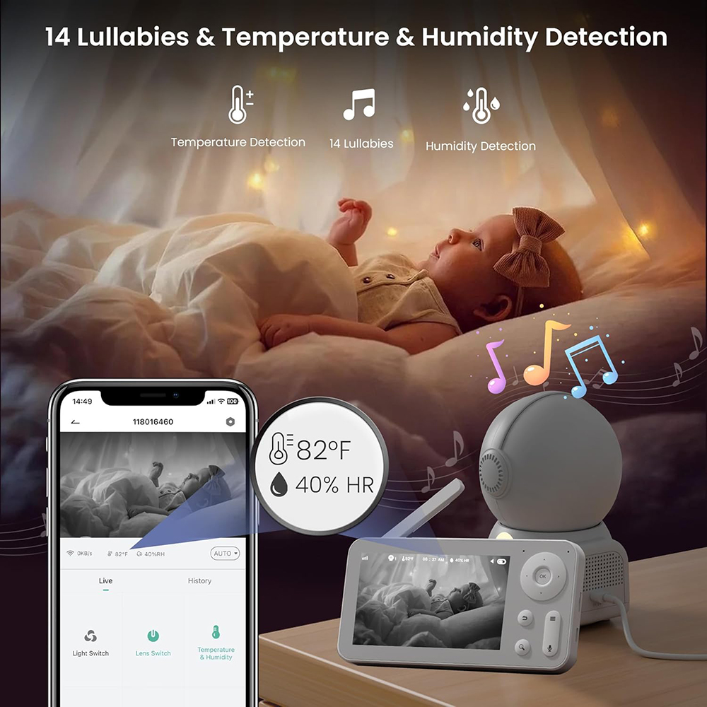 2K Baby Monitor พร้อม 2 กล้องแ - Baby Nursery Images บทวิจารณ์และราคา
