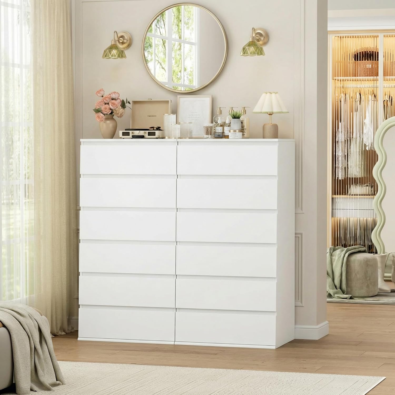 ตู้เสื้อผ้าไม้สีขาวทรงสูงทันสม - Drawer Dresser White บทวิจารณ์และราคา