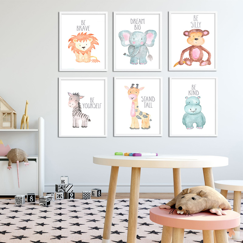 เด็กสัตว์สิงโตช้างยีราฟโปสเตอร - Baby Nursery Giraffe บทวิจารณ์และราคา