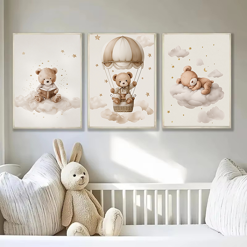 ภาพพิมพ์ผ้าแคนวาสลายหมีเท็ดดี้ - Baby Nursery Home บทวิจารณ์และราคา